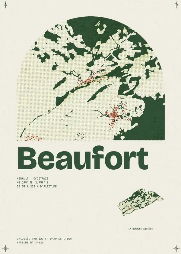 Affiche de Beaufort, calculée par 123-fr d'après l'IGN