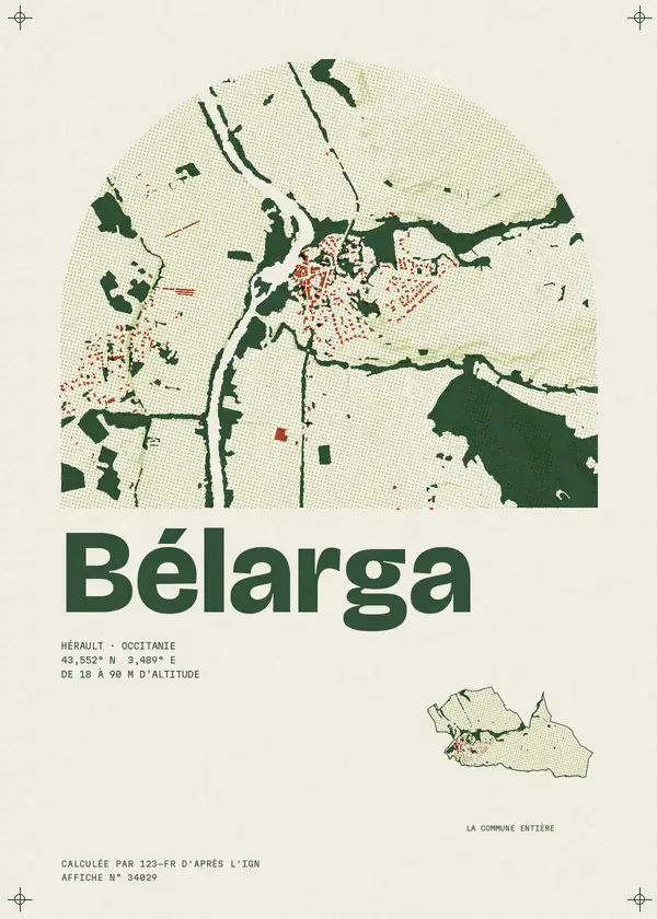 Affiche de Bélarga, calculée par 123-fr d'après l'IGN