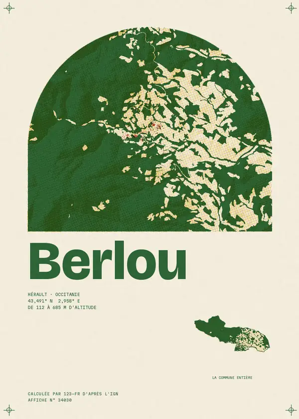 Affiche de Berlou, calculée par 123-fr d'après l'IGN