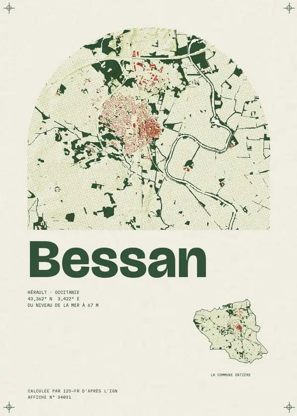 Affiche de Bessan, calculée par 123-fr d'après l'IGN