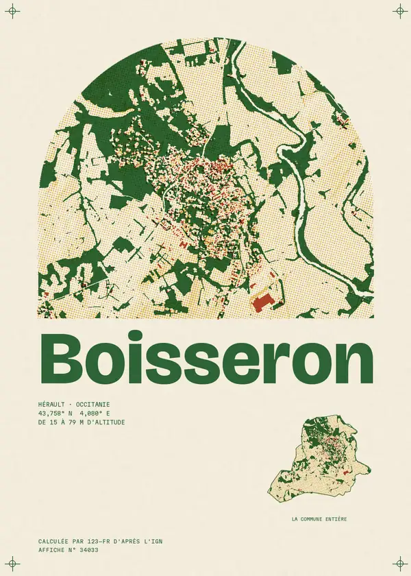 Affiche de Boisseron, calculée par 123-fr d'après l'IGN