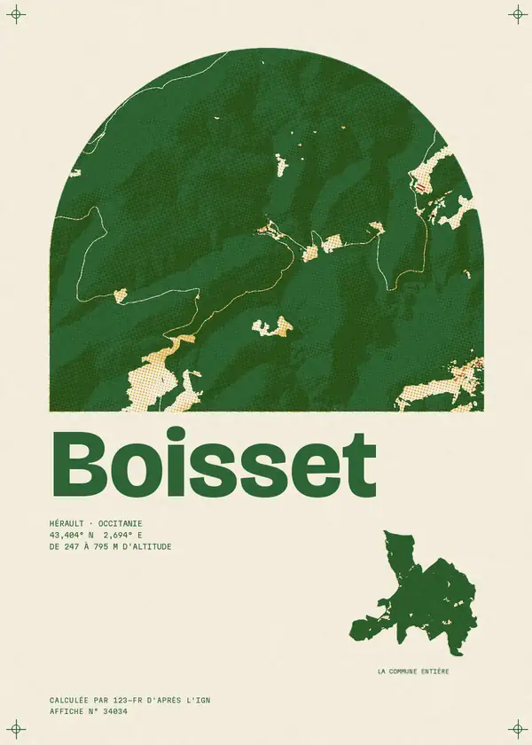 Affiche de Boisset, calculée par 123-fr d'après l'IGN