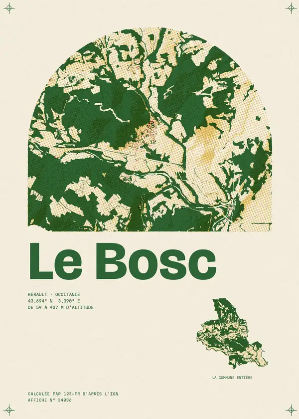 Affiche de Le Bosc, calculée par 123-fr d'après l'IGN