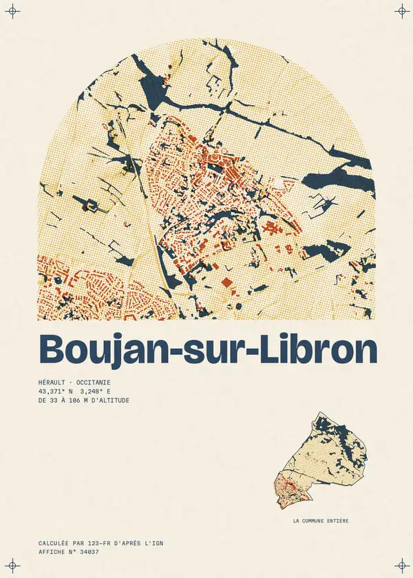 Affiche de Boujan-sur-Libron, calculée par 123-fr d'après l'IGN