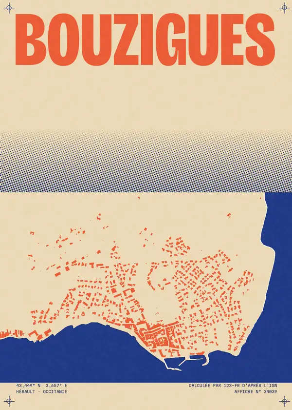 Affiche de Bouzigues, calculée par 123-fr d'après l'IGN