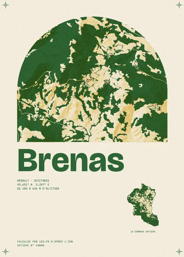 Affiche de Brenas, calculée par 123-fr d'après l'IGN