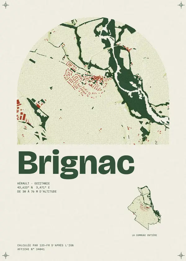 Affiche de Brignac, calculée par 123-fr d'après l'IGN
