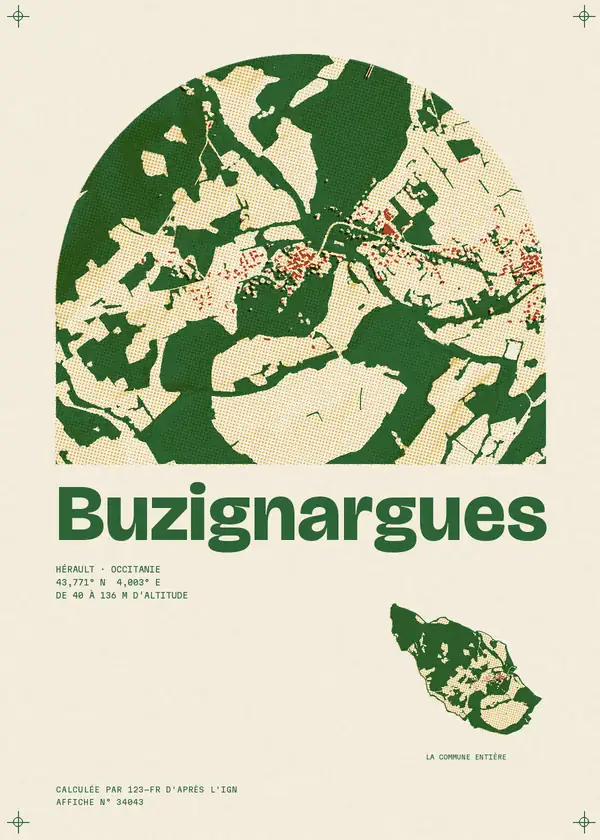 Affiche de Buzignargues, calculée par 123-fr d'après l'IGN