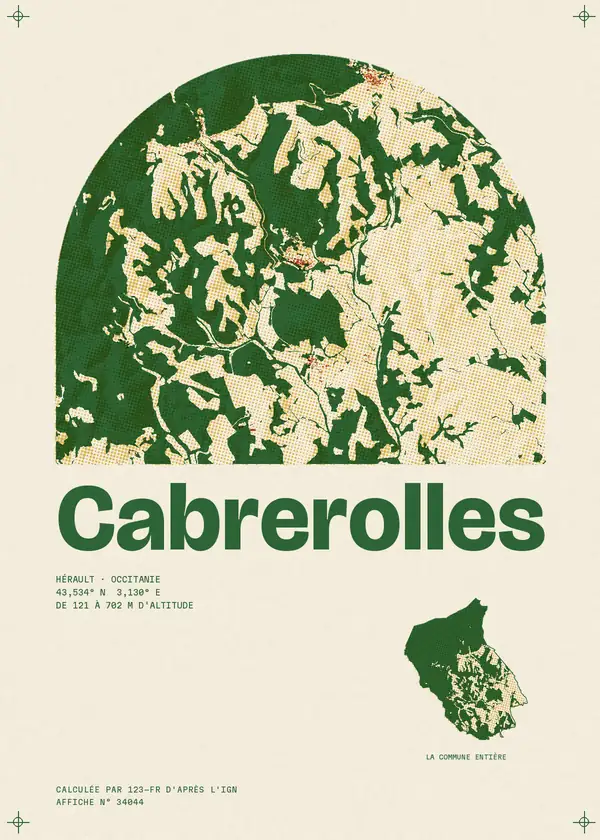Affiche de Cabrerolles, calculée par 123-fr d'après l'IGN