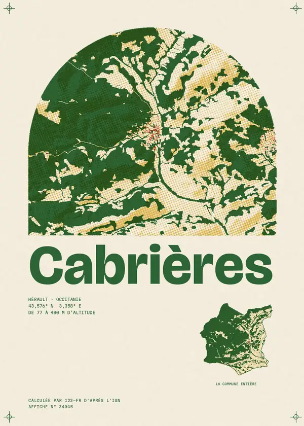 Affiche de Cabrières, calculée par 123-fr d'après l'IGN