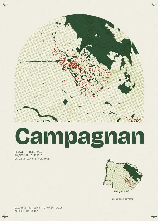 Affiche de Campagnan, calculée par 123-fr d'après l'IGN