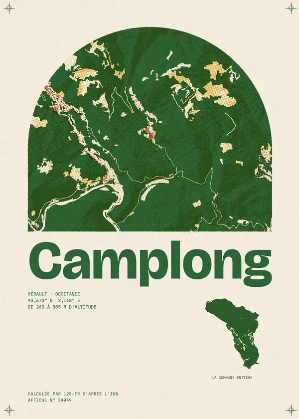 Affiche de Camplong, calculée par 123-fr d'après l'IGN