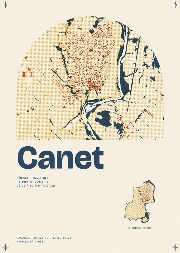 Affiche de Canet, calculée par 123-fr d'après l'IGN