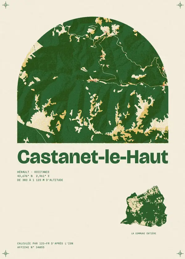 Affiche de Castanet-le-Haut, calculée par 123-fr d'après l'IGN
