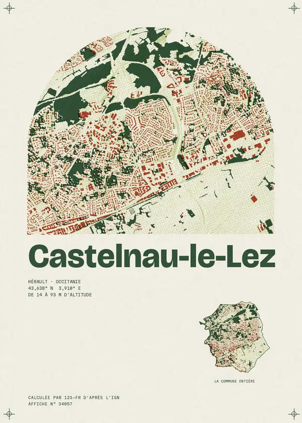 Affiche de Castelnau-le-Lez, calculée par 123-fr d'après l'IGN
