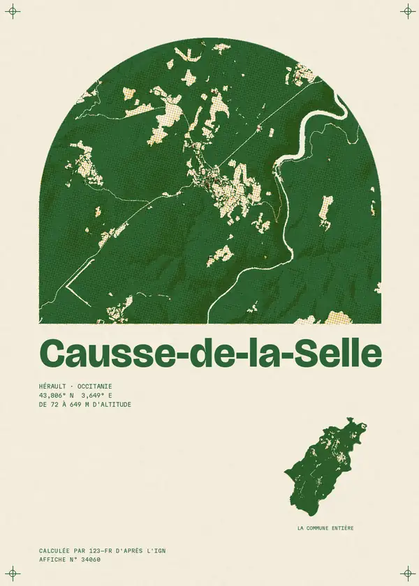 Affiche de Causse-de-la-Selle, calculée par 123-fr d'après l'IGN