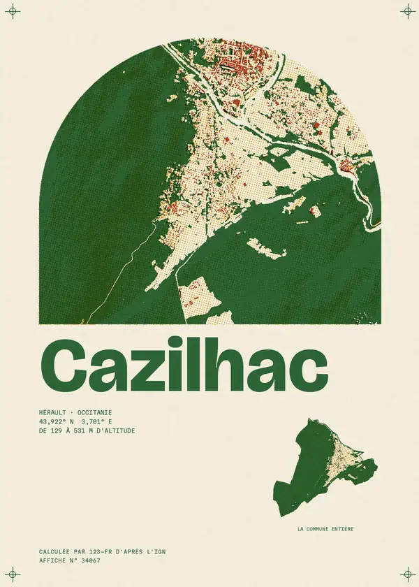 Affiche de Cazilhac, calculée par 123-fr d'après l'IGN