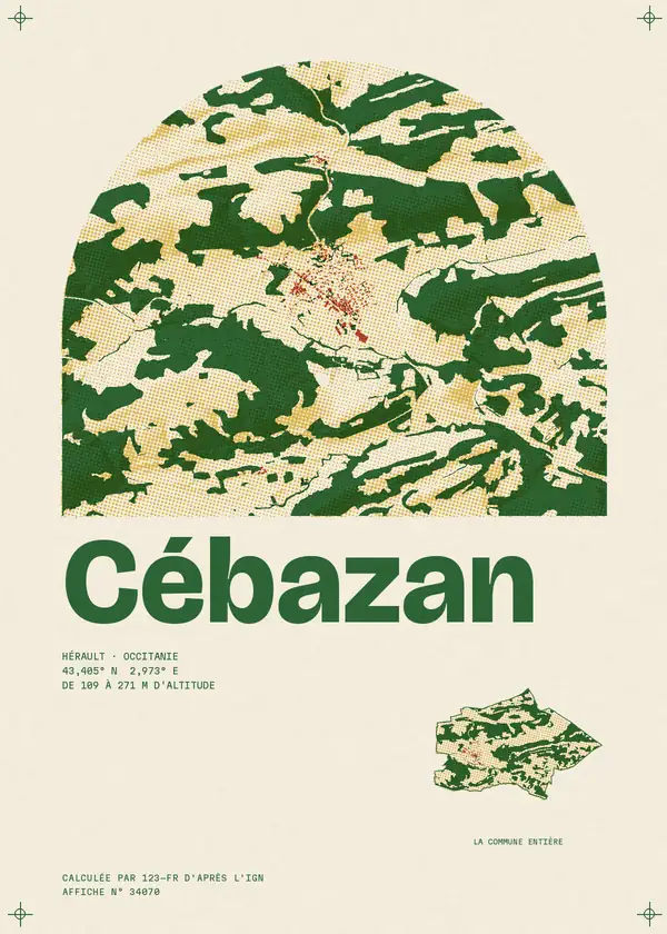Affiche de Cébazan, calculée par 123-fr d'après l'IGN