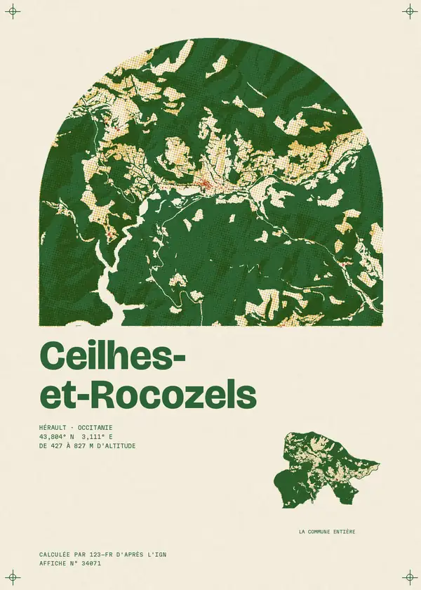 Affiche de Ceilhes-et-Rocozels, calculée par 123-fr d'après l'IGN