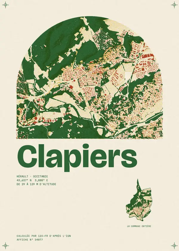 Affiche de Clapiers, calculée par 123-fr d'après l'IGN