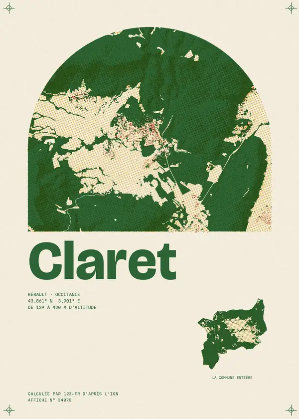 Affiche de Claret, calculée par 123-fr d'après l'IGN