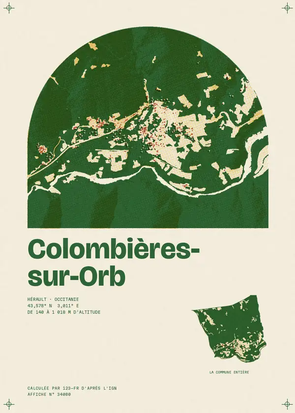 Affiche de Colombières-sur-Orb, calculée par 123-fr d'après l'IGN