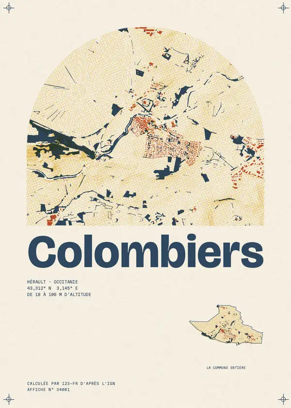 Affiche de Colombiers, calculée par 123-fr d'après l'IGN