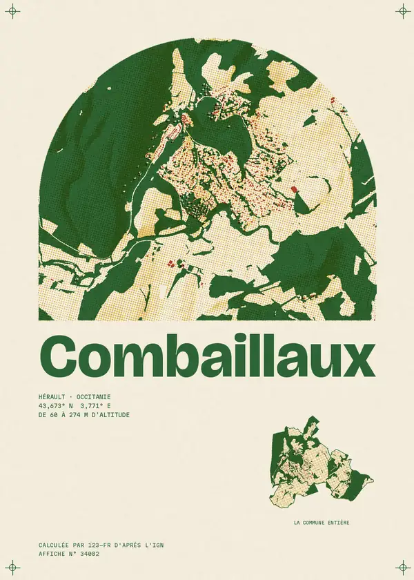 Affiche de Combaillaux, calculée par 123-fr d'après l'IGN