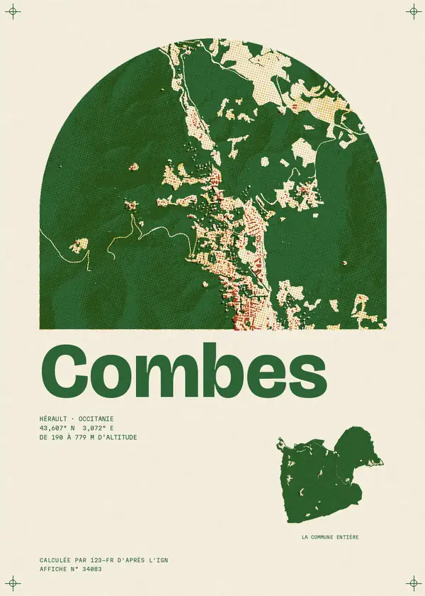 Affiche de Combes, calculée par 123-fr d'après l'IGN