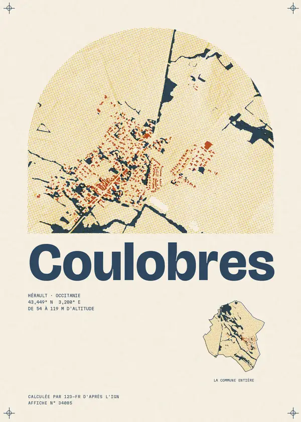 Affiche de Coulobres, calculée par 123-fr d'après l'IGN