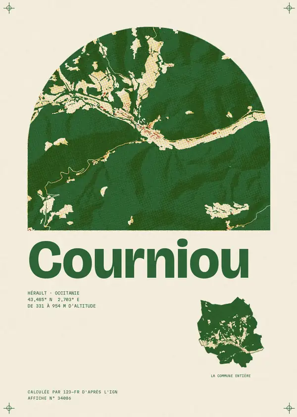 Affiche de Courniou, calculée par 123-fr d'après l'IGN
