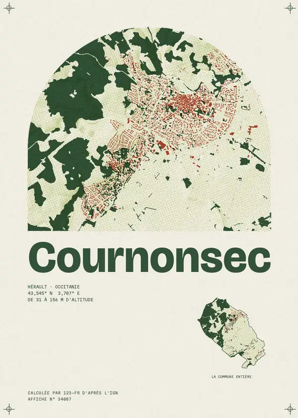 Affiche de Cournonsec, calculée par 123-fr d'après l'IGN