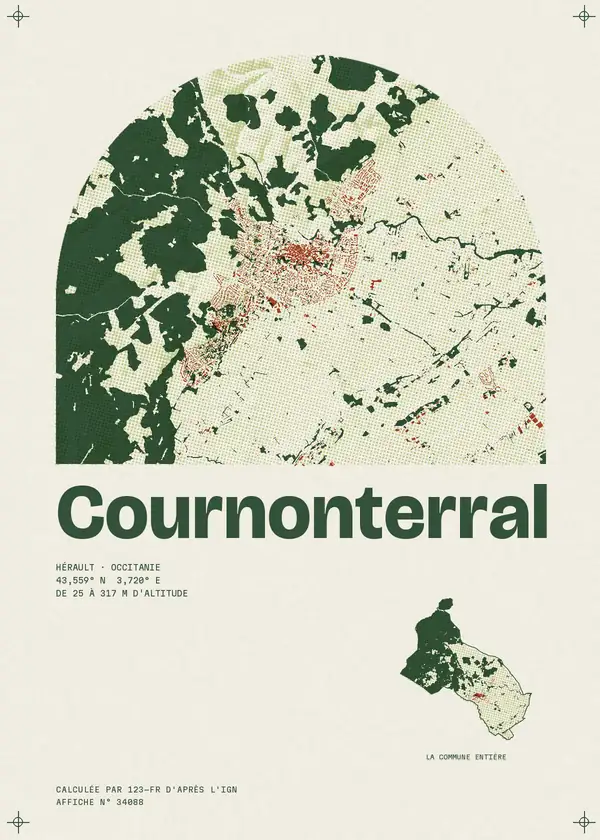 Affiche de Cournonterral, calculée par 123-fr d'après l'IGN