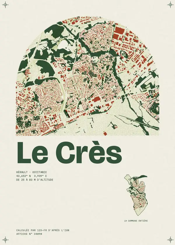 Affiche de Le Crès, calculée par 123-fr d'après l'IGN
