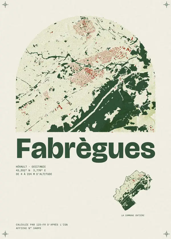 Affiche de Fabrègues, calculée par 123-fr d'après l'IGN