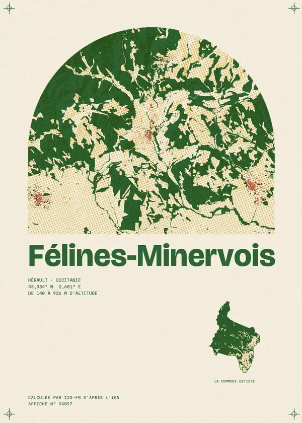 Affiche de Félines-Minervois, calculée par 123-fr d'après l'IGN