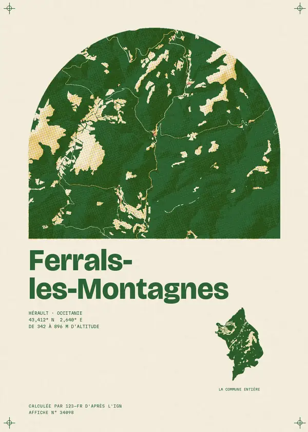 Affiche de Ferrals-les-Montagnes, calculée par 123-fr d'après l'IGN