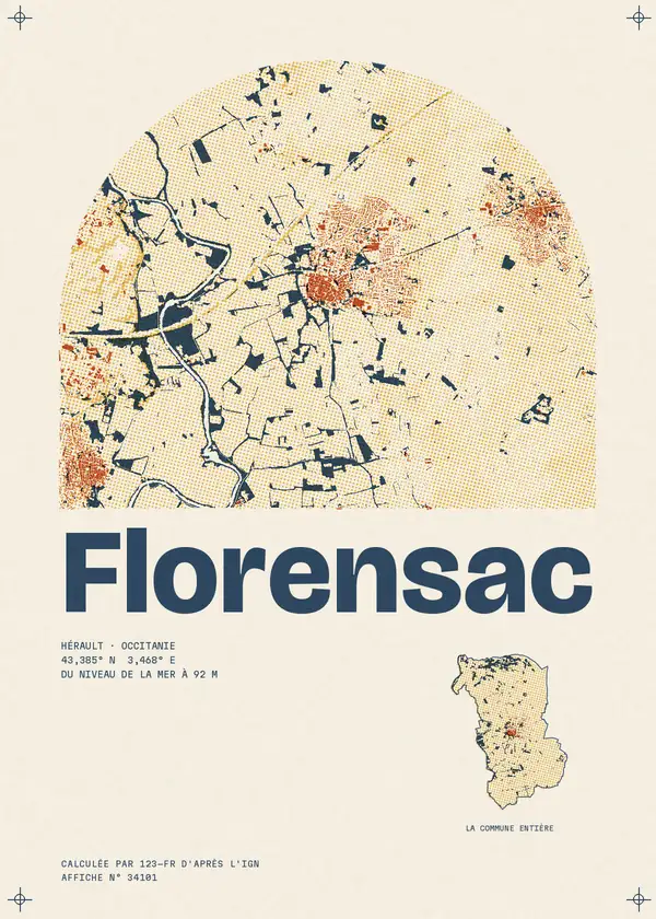 Affiche de Florensac, calculée par 123-fr d'après l'IGN