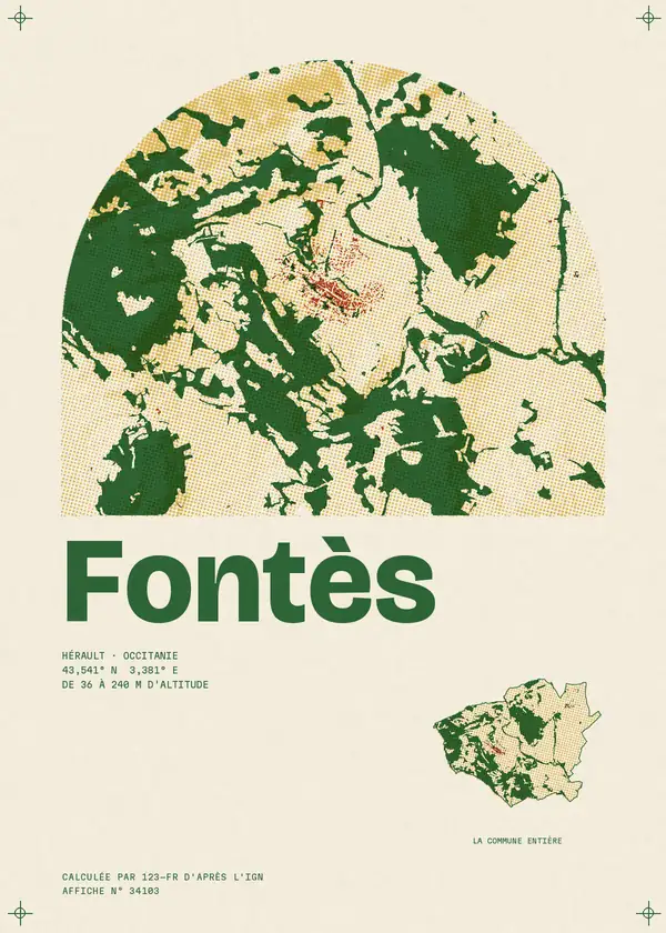Affiche de Fontès, calculée par 123-fr d'après l'IGN