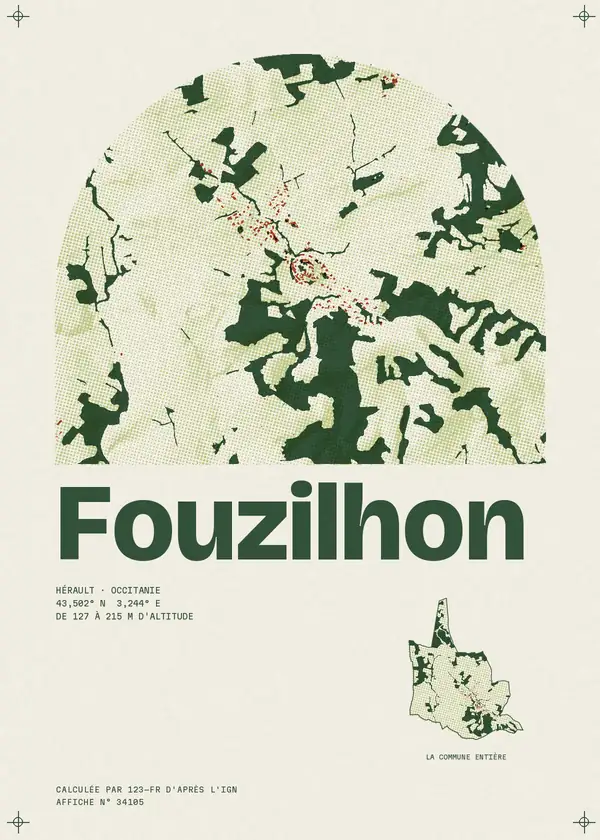 Affiche de Fouzilhon, calculée par 123-fr d'après l'IGN