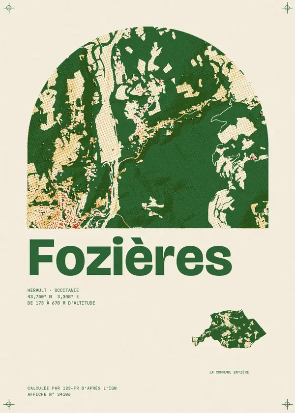 Affiche de Fozières, calculée par 123-fr d'après l'IGN