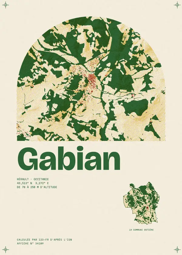Affiche de Gabian, calculée par 123-fr d'après l'IGN