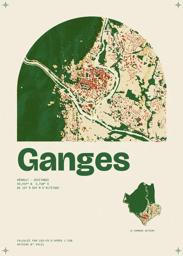 Affiche de Ganges, calculée par 123-fr d'après l'IGN