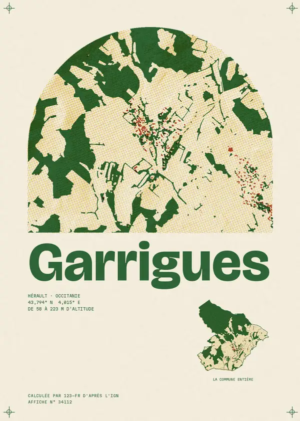 Affiche de Garrigues, calculée par 123-fr d'après l'IGN