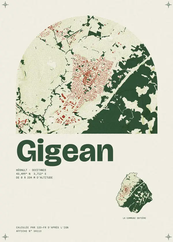 Affiche de Gigean, calculée par 123-fr d'après l'IGN