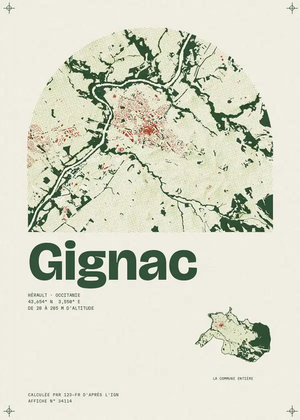 Affiche de Gignac, calculée par 123-fr d'après l'IGN
