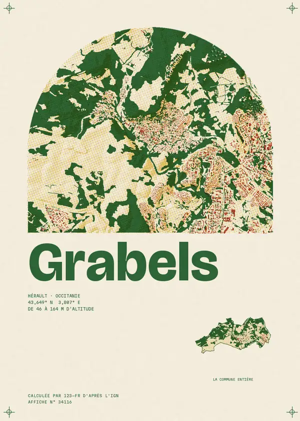 Affiche de Grabels, calculée par 123-fr d'après l'IGN