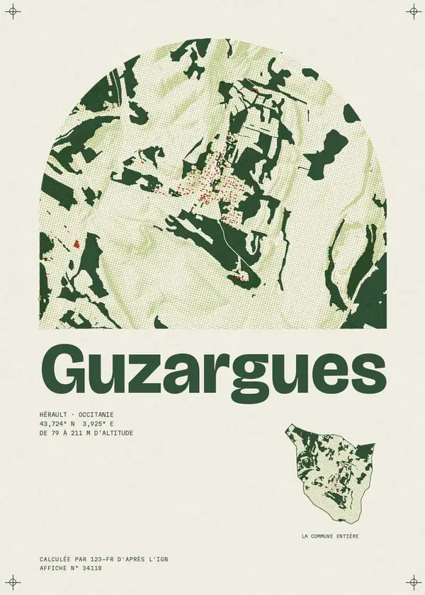 Affiche de Guzargues, calculée par 123-fr d'après l'IGN