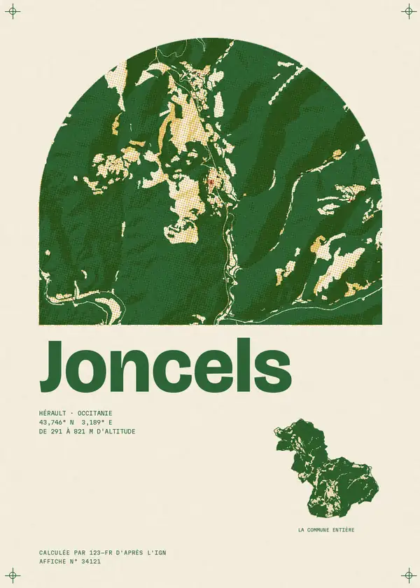 Affiche de Joncels, calculée par 123-fr d'après l'IGN