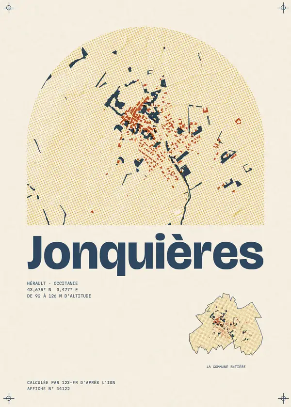 Affiche de Jonquières, calculée par 123-fr d'après l'IGN